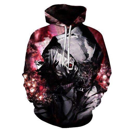 Men/women Tracksuits Tops Print Hooded Anime Tokyo Ghoul Kaneki Ken 3D Hoodies Thin Autumn Sweatshirts | Vimost Shop.