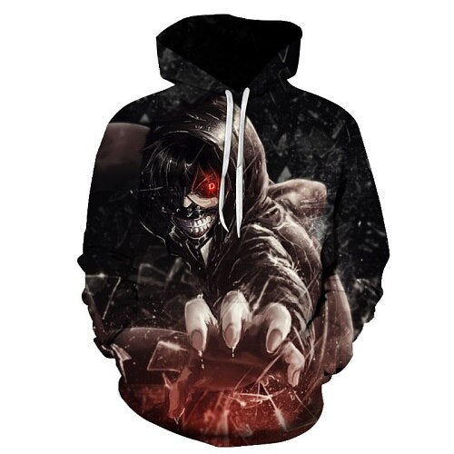 Men/women Tracksuits Tops Print Hooded Anime Tokyo Ghoul Kaneki Ken 3D Hoodies Thin Autumn Sweatshirts | Vimost Shop.