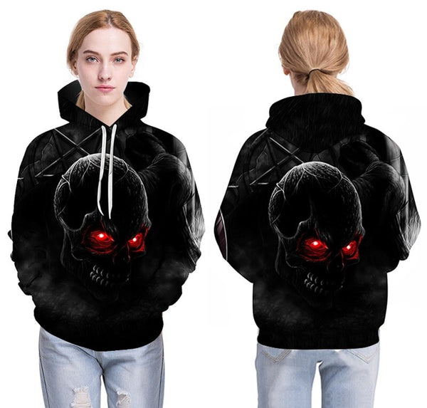 Autumn Winter Fashion Men/women Hoodies Red eyes Skull head Hooded Hoody Sweatshirt 3D lovely Tracksuits | Vimost Shop.
