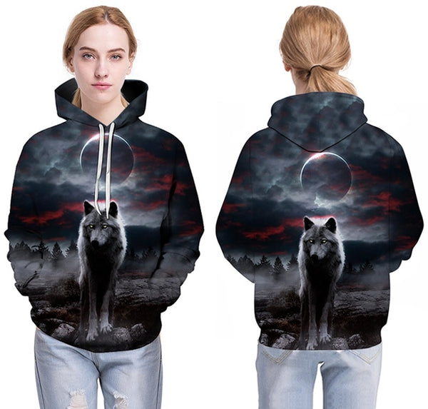 Night Space Galaxy Sweatshirts Men/women Tracksuits Tops Print Galaxy Wolf Hooded Hoodies Thin Autumn Sweatshirts | Vimost Shop.