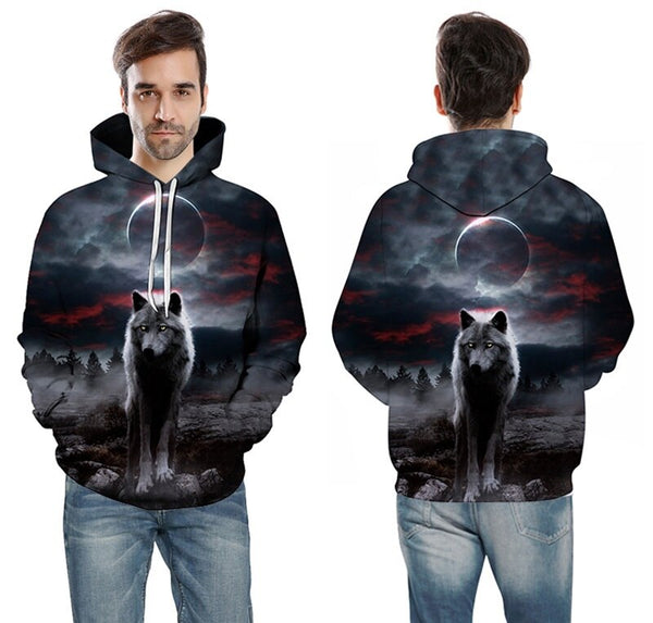Night Space Galaxy Sweatshirts Men/women Tracksuits Tops Print Galaxy Wolf Hooded Hoodies Thin Autumn Sweatshirts | Vimost Shop.
