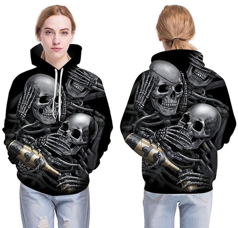 Men/Women 3d Hoodies Skulls Champagne Print Hooded Hoodies Thin 3d Sweatshirts Hoody Autumn WintTops | Vimost Shop.