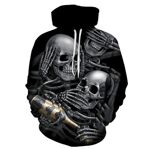Men/Women 3d Hoodies Skulls Champagne Print  Hooded Hoodies Thin 3d Sweatshirts Hoody Autumn WintTops | Vimost Shop.