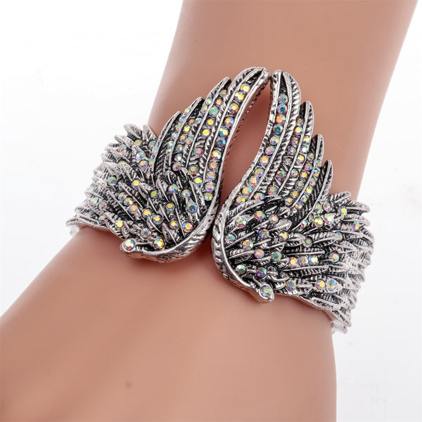 Angel Wing Bangle Bracelet Women Biker Crystal Fashion Jewelry Antique Gold Silver Color Gifts Her Mom Dropshipping D01 | Vimost Shop.