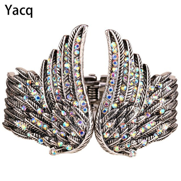 Angel Wing Bangle Bracelet Women Biker Crystal Fashion Jewelry Antique Gold Silver Color Gifts Her Mom Dropshipping D01 | Vimost Shop.