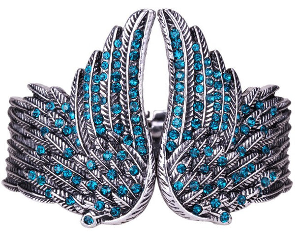 Angel Wing Bangle Bracelet Women Biker Crystal Fashion Jewelry Antique Gold Silver Color Gifts Her Mom Dropshipping D01 | Vimost Shop.
