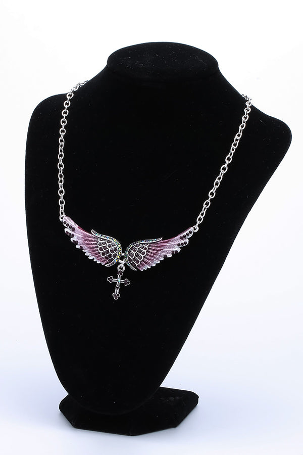 Angel Wing Cross Necklace Earrings Sets Women Biker Bling Jewelry Birthday Gifts for Her Wife Mom Girlfriend Dropshipping | Vimost Shop.
