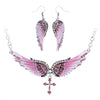 Angel Wing Cross Necklace Earrings Sets Women Biker Bling Jewelry Birthday Gifts for Her Wife Mom Girlfriend Dropshipping | Vimost Shop.