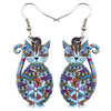 Statement Acrylic Floral Cat Kitten Earrings Big Long Drop Dangle Fashion Animal Jewelry For Girls Women Lady Accessories | Vimost Shop.