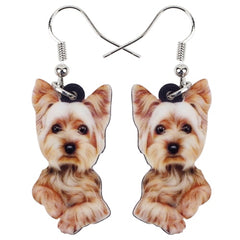 Acrylic Cute Yorkshire Terrier Dog Big Long Dangle Drop Earrings  Fashion Animal Jewelry For Girls Women Ladies Wholesale