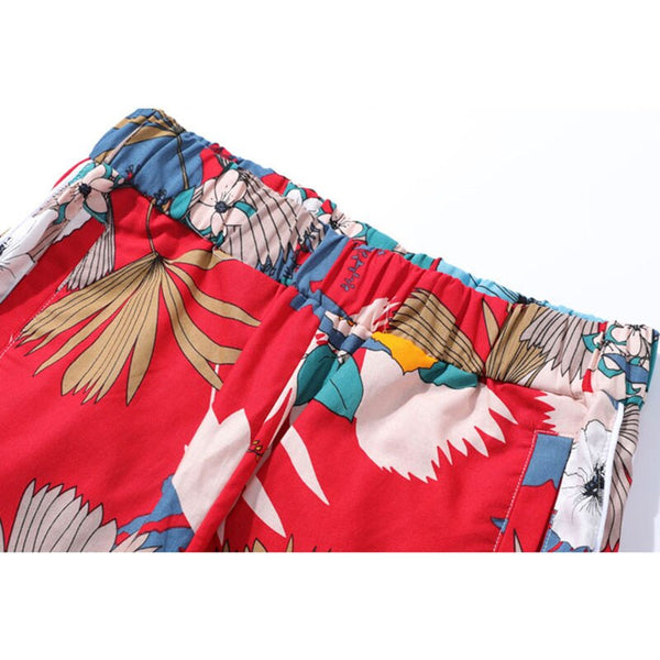 Men Floral Printed Pants Track Pants Straight Elastic Waist Fashion High Steet Joggers Sweatpants | Vimost Shop.