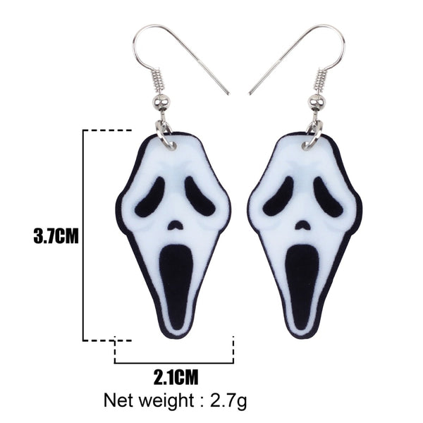 Acrylic Halloween Howling Ghost Earrings Dangle Drop Big Long Fashion Jewelry For Women Girl Ladies Teens Kid Accessories | Vimost Shop.