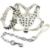 Leather Dog Harness Collar and Chain Leash Set Spiked Vest For Boxer Black Spikes for Medium Large Dogs Pitbull Matiffer