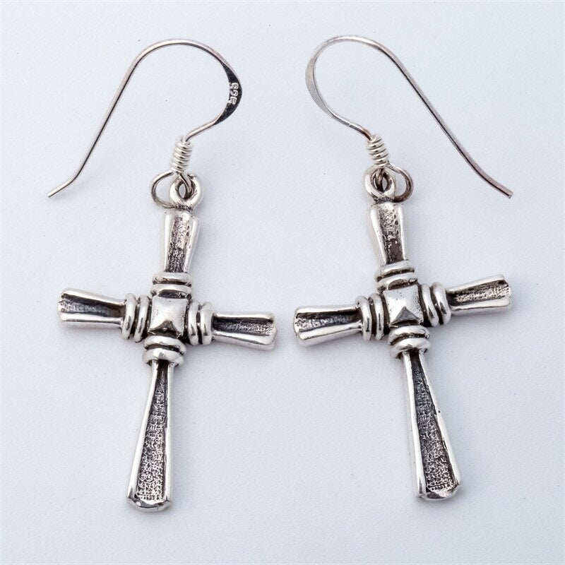 925 Sterling Silver Cross Dangle Drop Earrings Biker Jewelry Gifts for Women Wife Her Girlfriend Girls Dropshipping YCE01 | Vimost Shop.