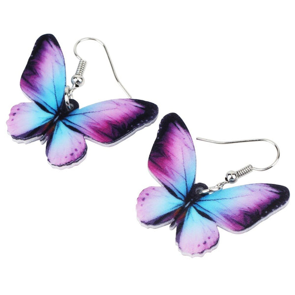 Acrylic Big Bright-coloured Butterfly Insect Earrings Dangle Drop Novelty Jewelry For Women Girls Ladies Teens Accessory | Vimost Shop.