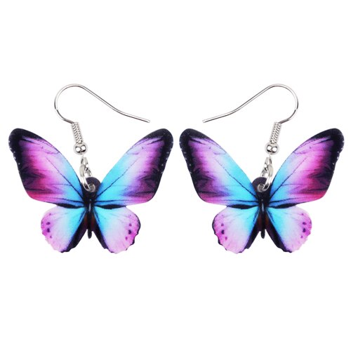 Acrylic Big Bright-coloured Butterfly Insect Earrings Dangle Drop Novelty Jewelry For Women Girls Ladies Teens Accessory | Vimost Shop.