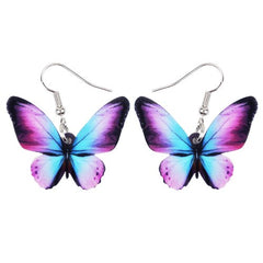 Acrylic Big Bright-coloured Butterfly Insect Earrings Dangle Drop Novelty Jewelry For Women Girls Ladies Teens Accessory