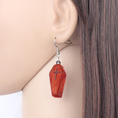 Acrylic Halloween Unique Coffin Casket Earrings Drop Dangle Big Long Novelty Punk Jewelry For Women Girls Teens Wholesale