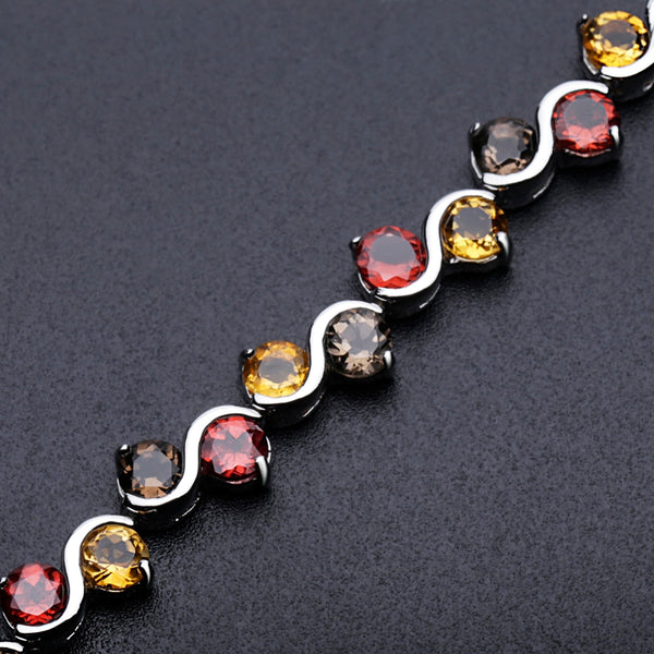 Natural Garnet Citrine Smoky Quartz Tennis Bracelet 925 Sterling Silver Gemstone Bracelet Fine Jewelry For Women | Vimost Shop.