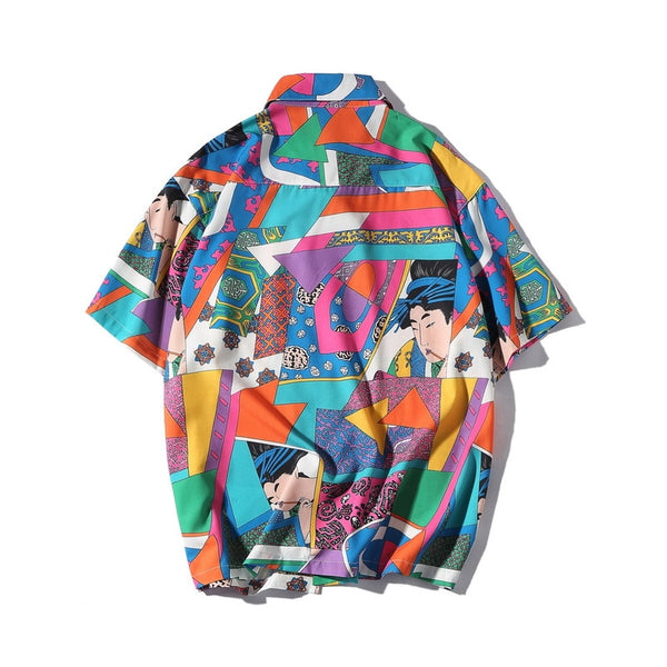 Harajuku Hip Hop Color Block Short Sleeve Shirt | Vimost Shop.