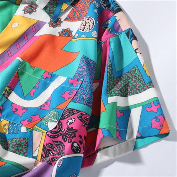 Harajuku Hip Hop Color Block Short Sleeve Shirt | Vimost Shop.