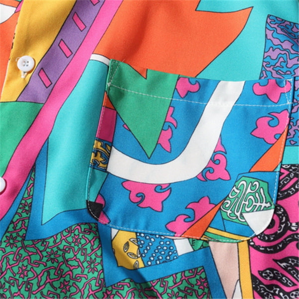 Harajuku Hip Hop Color Block Short Sleeve Shirt | Vimost Shop.