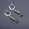925 Sterling Silver Earrings Fine Jewelry Natural Citrine Peridot Smoky Quartz Drop Earrings For Women Wedding | Vimost Shop.