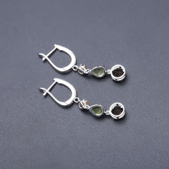 925 Sterling Silver Earrings Fine Jewelry Natural Citrine Peridot Smoky Quartz Drop Earrings For Women Wedding