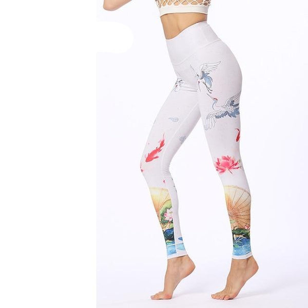 Flower Printed Fitness Leggings Women Gym Tights High Waist Yoga Pants | Vimost Shop.