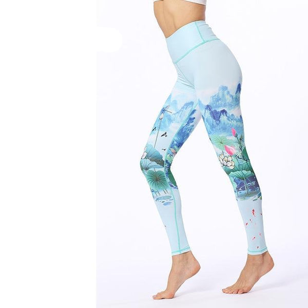 Flower Printed Fitness Leggings Women Gym Tights High Waist Yoga Pants | Vimost Shop.