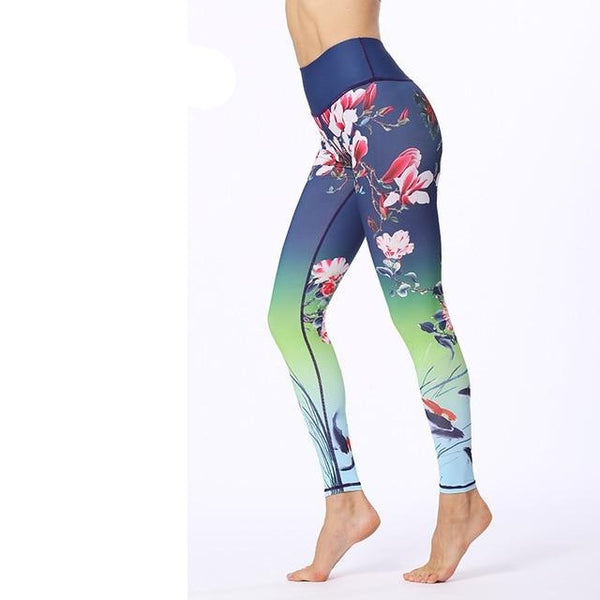 Flower Printed Fitness Leggings Women Gym Tights High Waist Yoga Pants | Vimost Shop.