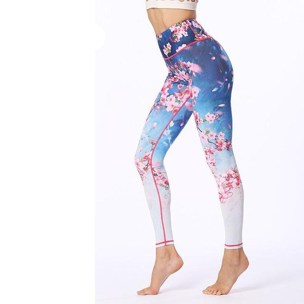 Flower Printed Fitness Leggings Women Gym Tights High Waist Yoga Pants | Vimost Shop.