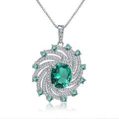 Huge Luxury Nano Emerald Pendant 925 Sterling Silver Vintage Pendant Necklace For Women Gift Fine Jewelry
