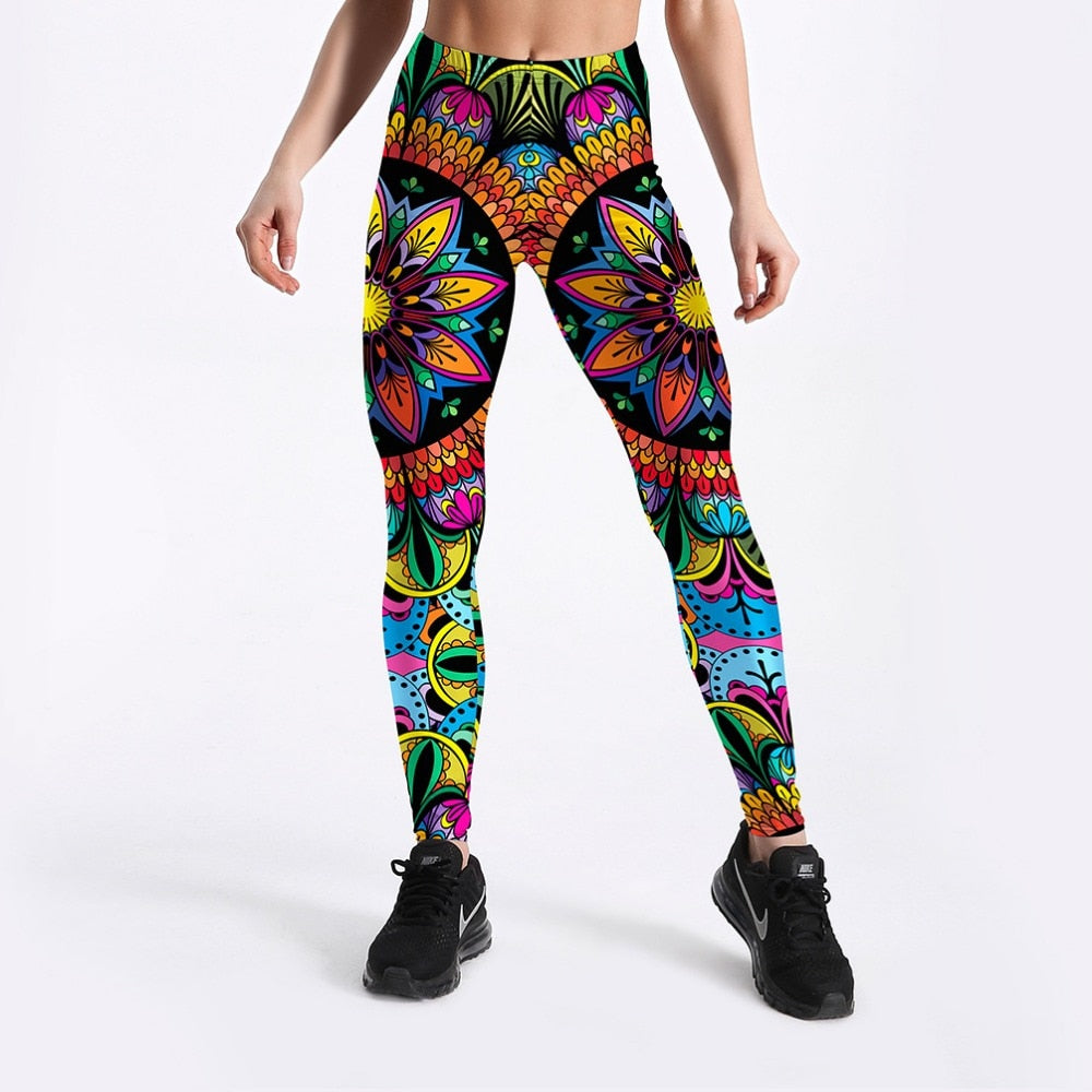 Hot Sale Summer New Arrival Women Leggings Color Floral Printed Leggings Elastic Mid Waist Pants | Vimost Shop.