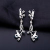 Flower Design 3.89t Natural Sky Blue Topaz Gemstone Drop Earrings For Bridal 925 Sterling Silver Wedding Jewelry | Vimost Shop.