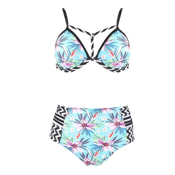 Sexy women swimsuit two-pieces bikini suit Floral Print Push up High Stretch Split Bikini Set High waist Swimwear S-2XL | Vimost Shop.