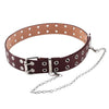 Fashion Women Punk Chain Fashion Belt Adjustable Black Double/Single Eyelet Grommet Leather Buckle Belt | Vimost Shop.