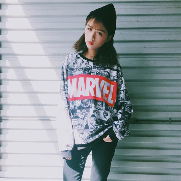Woman Harajuku Anime Portrait Print Sweatshirts | Vimost Shop.
