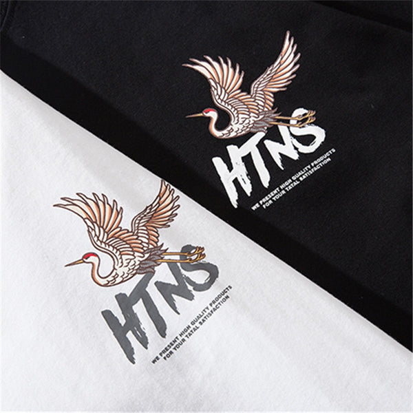 Japanese Style Crane Printed Cotton T Shirts 2019 Harajuku Mens Summer Oversize Graffiti Tops & Tees | Vimost Shop.