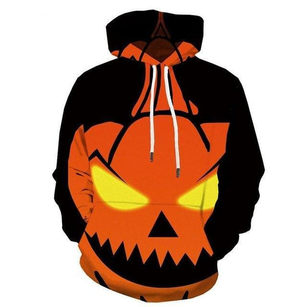 Men Halloween Pumpkin 3D Print Black Hoodie | Vimost Shop.