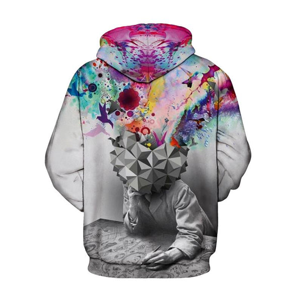 New Colorful Paint Brainstorming Thinker Printing 3D Hoodies | Vimost Shop.