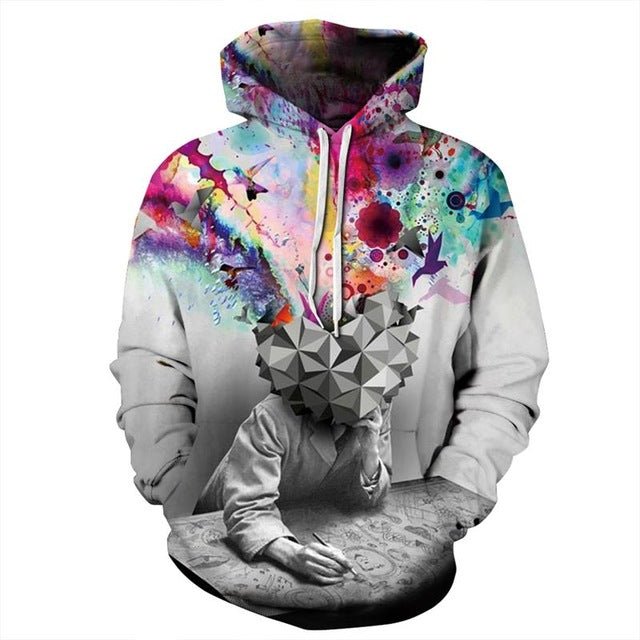 New Colorful Paint Brainstorming Thinker Printing 3D Hoodies | Vimost Shop.