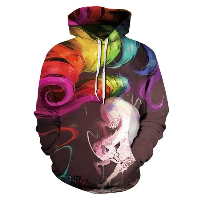 Funny Colorful Fox 3D Hoodies Men Women | Vimost Shop.