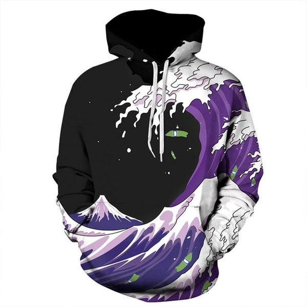 New Fashion 3D Print Waves of Purple Sprite Sweatshirt | Vimost Shop.