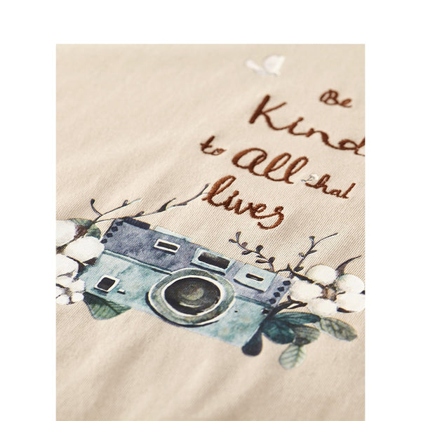 Summer Literary Embroidary Retro Casual All Matched Loose Women T-shirt | Vimost Shop.