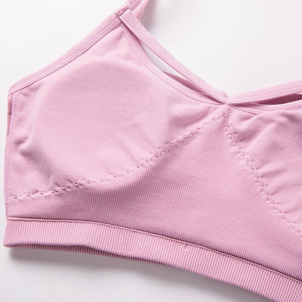 Women's Removable Pads Cross Strappy Back Seamless Yoga Bra Top