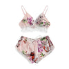 2pc Fashion Sexy Lace Satin Trim Floral Bow Lingerie Set Lace Underwear Pajamas Babydoll Sleepwear Backless Seamless Sleepwear | Vimost Shop.