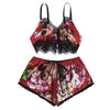 2pc Fashion Sexy Lace Satin Trim Floral Bow Lingerie Set Lace Underwear Pajamas Babydoll Sleepwear Backless Seamless Sleepwear | Vimost Shop.