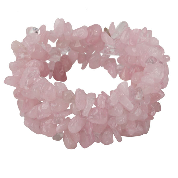 Rose Quartz Stretch Cuff  5 Layer Braided Chunky Chakra Bracelet Handmade Jewelry gift for Women Teen Girls 7.5" | Vimost Shop.