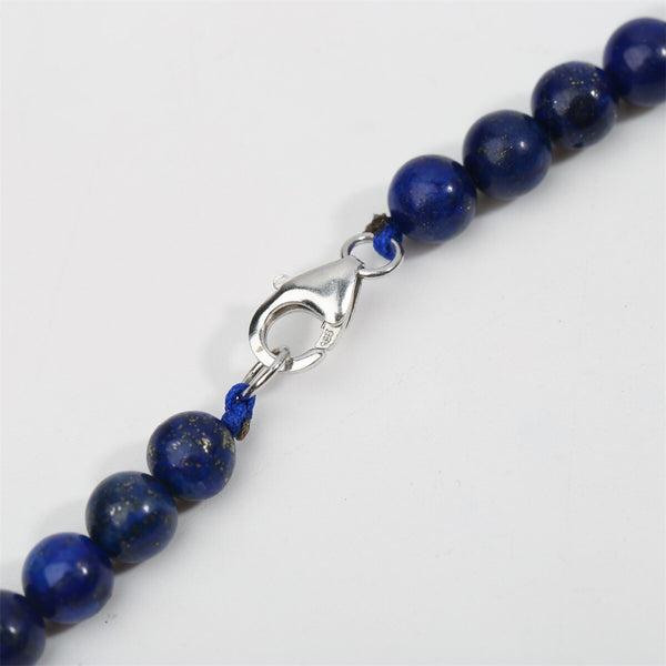 925 Sterling Silver Natural Lapis Lazuli 6 8 10mm Choker Necklace Dangle Earrings Sets Handmade Jewelry gifts For Women Mom | Vimost Shop.